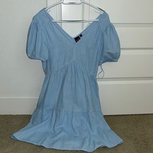 Gap Linen Blend Puff Sleeve Dress Sz Small